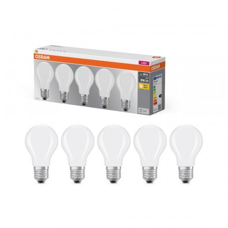 5er PACK Osram E27 LED Leuchtmittel Matt Filament 6,5W wie 60W warmweißes Licht